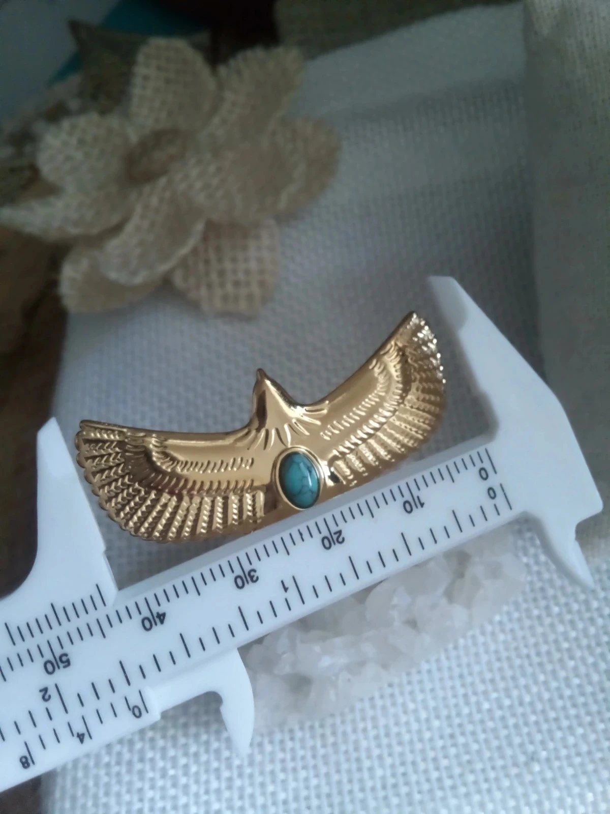 Bague aigle pierre howlite bleue – photo 2